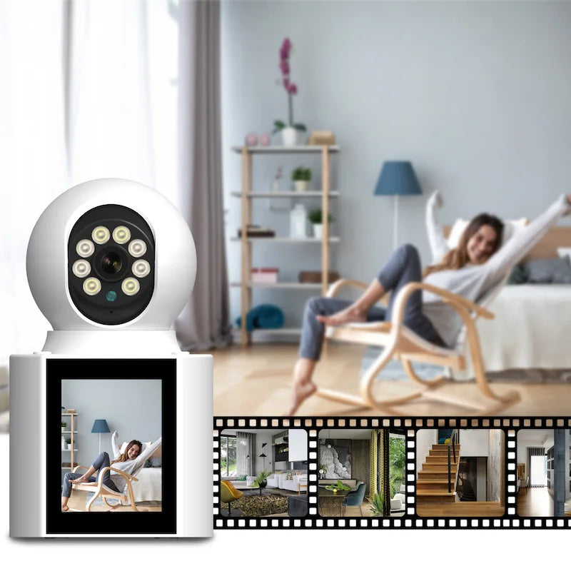 Ease Life App 3MP Video Calling Camera with Screen 2.4G Indoor Home Security Auto Tracking Nanny Baby/Elder/Dog/Pet IP Camera