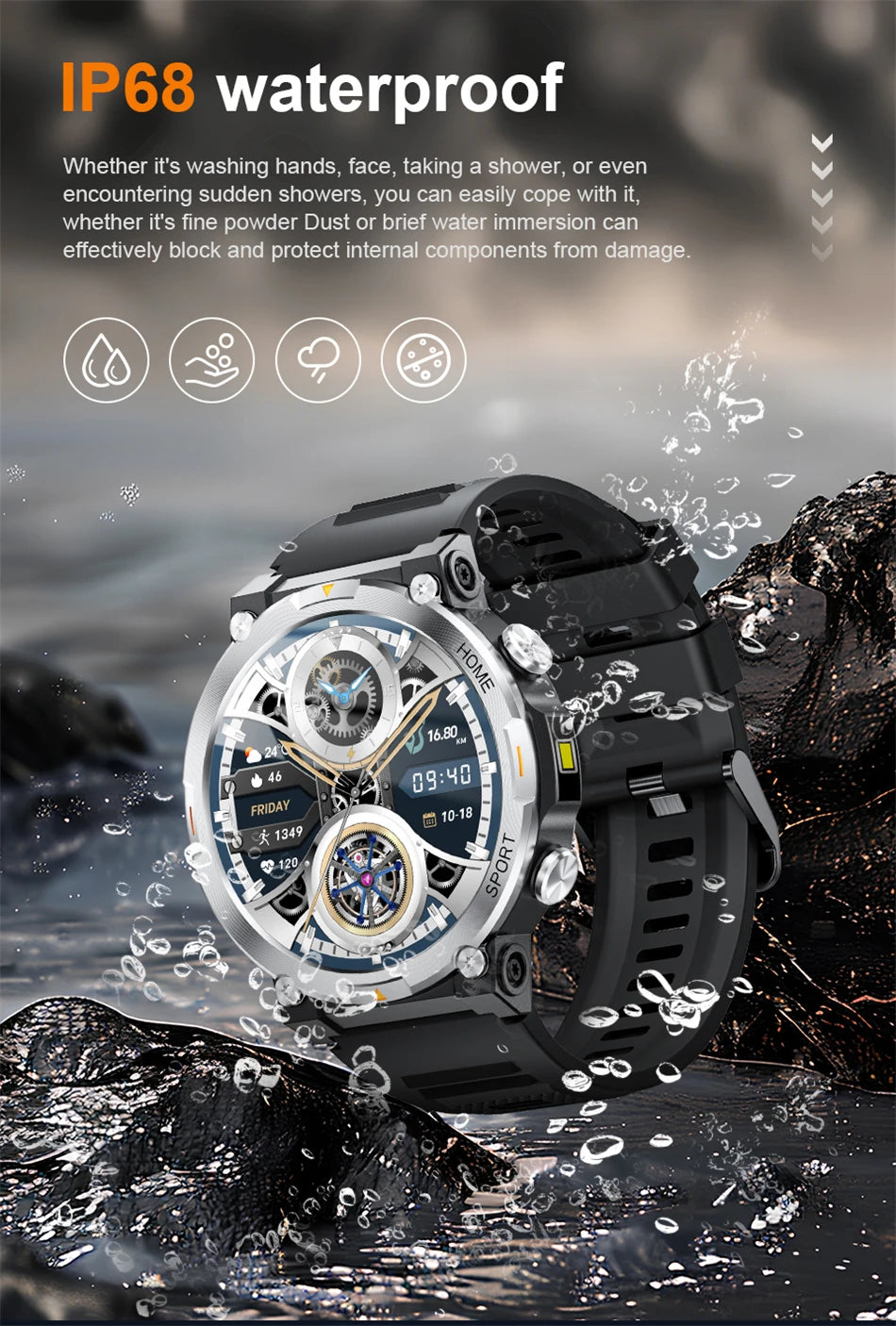 LIGE Smart Watch Men 1.43inch 466*466 AMOLED HD Screen Health Smartwatch Heart Rate Bluetooth Call Watches Sport Fitness Tracker