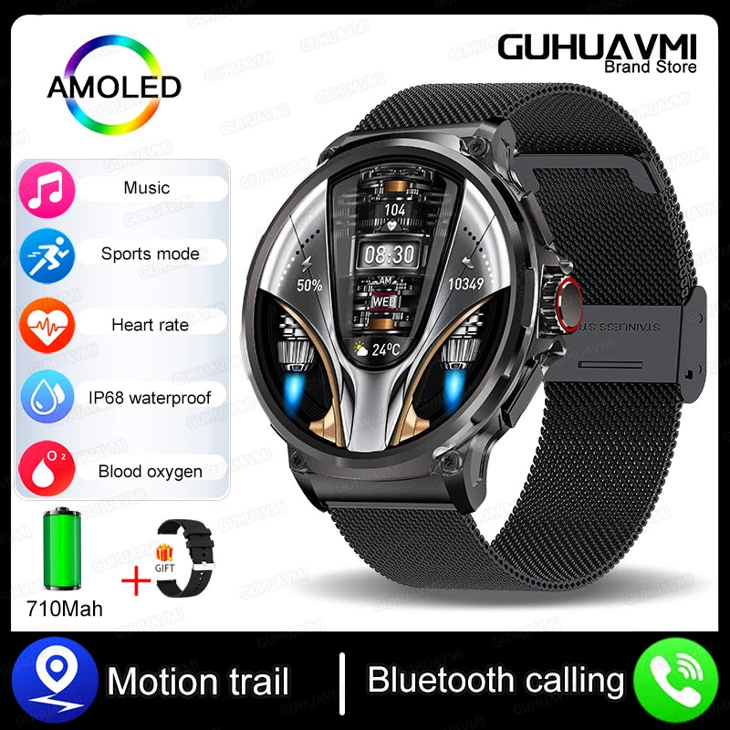 2026 New 1.85-inch ultra AMOLED smartwatch, GPS track, HD Bluetooth call; 710 mah large battery 400+ dial, suitable High end men
