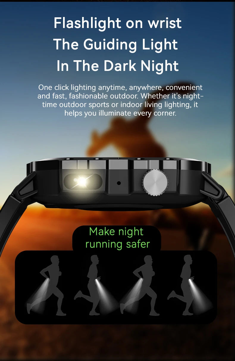 G.L Wear New Military Smart Watch Men Outdoor Sports Fitness Tracker Health Monitor 2.19 inch Bluetooth Talk Smart Watch