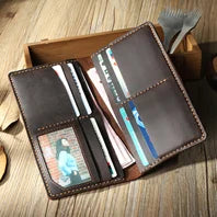 Luxury Handmade Genuine Leather Men Wallet Bifold Purse Male Wallets Short Money Clip Vintage Leather Money Bag with zip pocket