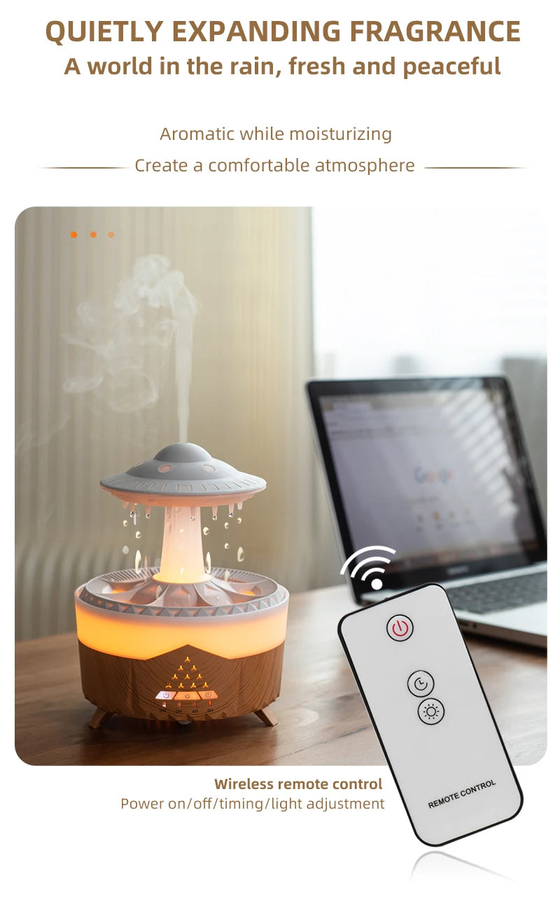 UFO Raindrop Humidifier Water Drop Air Humidifier USB Aromatherapy Essential Oils Aroma Air Diffuser Household Mist Maker Home D