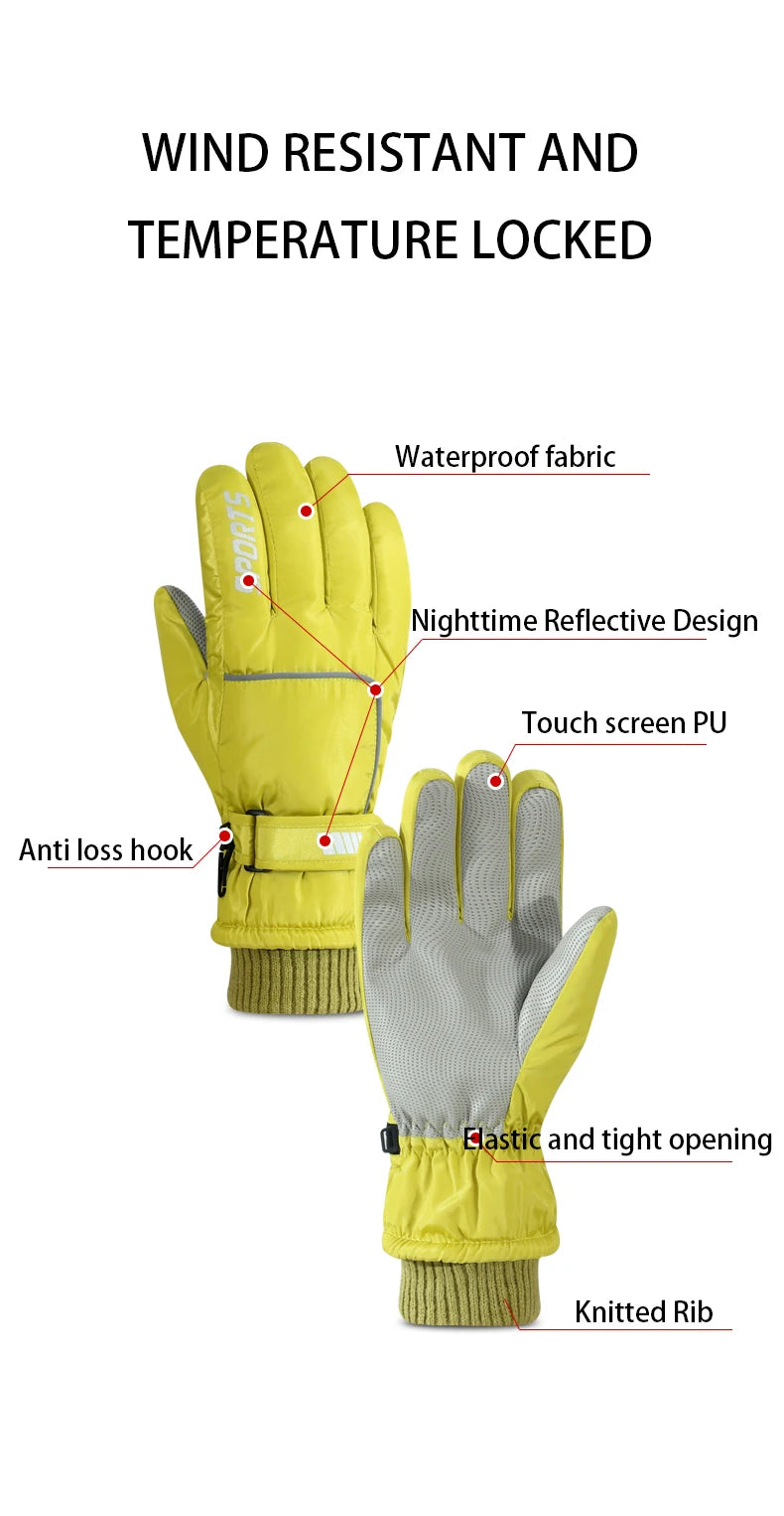 Men's AND WOMEN'S Professional Winter Warm Skiing Gloves, Warm Snow Gloves, Waterproof Motorcycle Gloves, Smile 506 Touch Screen