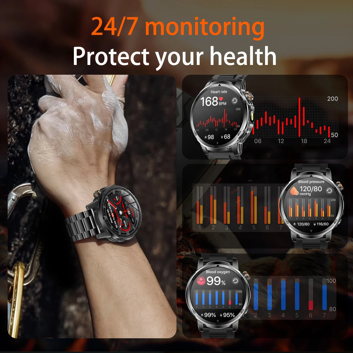 2026 Military T-Rex 3 Smart Watch Fitness Clock Men 466*466 AMOLED Screen 1000mAh Battery Flashlight Call Waterproof Smartwatchs