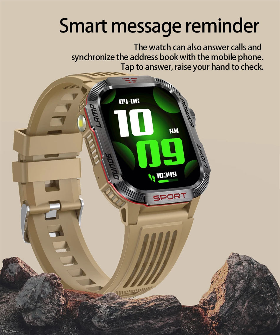New Military GPS Smart Watch Men Flashlight Compass Waterproof 600mAh Battery Outdoor Sport Tracker Bluetooth Call Smartwatch