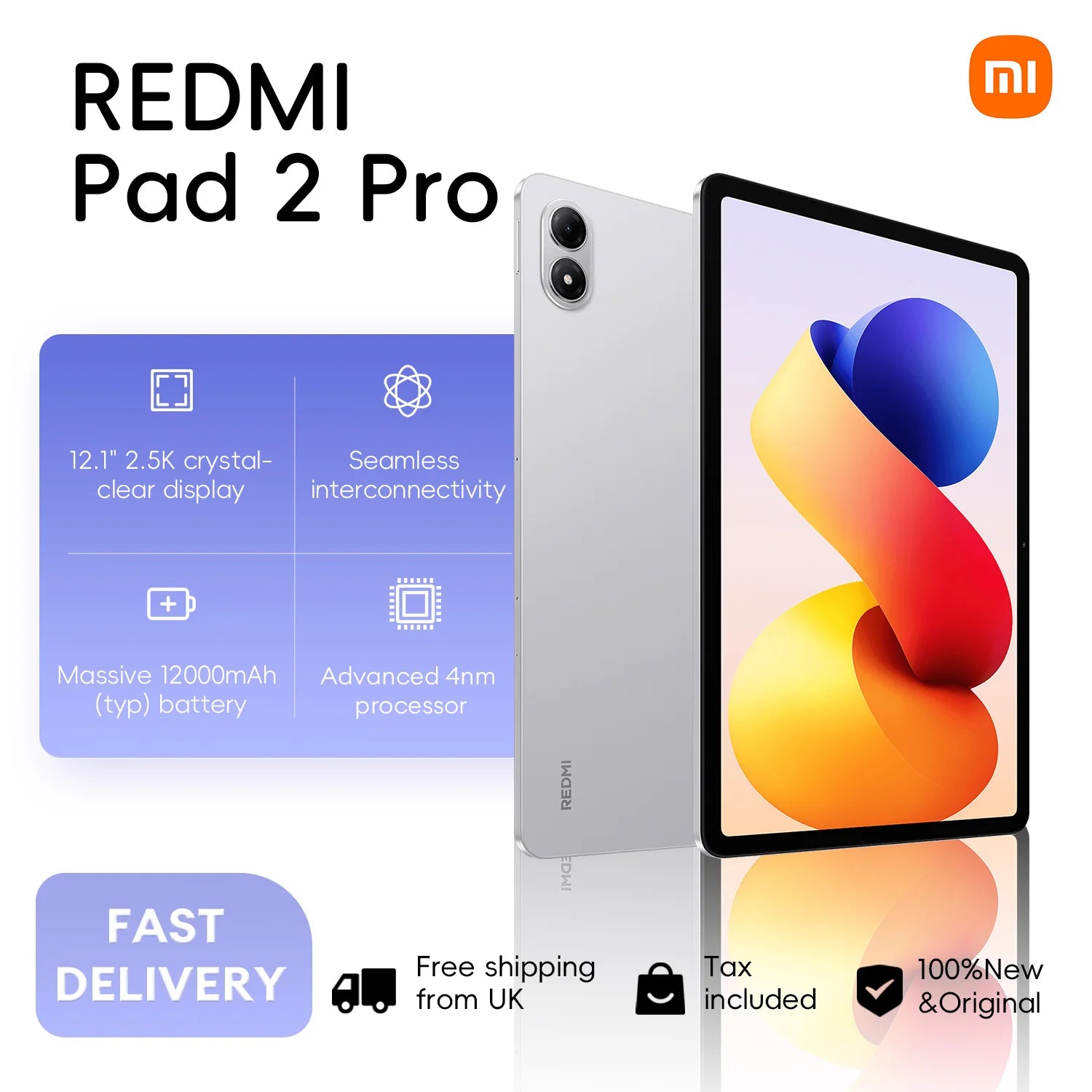 Xiaomi Redmi Pad 2 Pro 8+256GB WIFI 6 Global Version 12.1" 2.5K 120Hz  Display Snapdragon® 7s Gen 4 Mobile Platform 12000mAh 33W