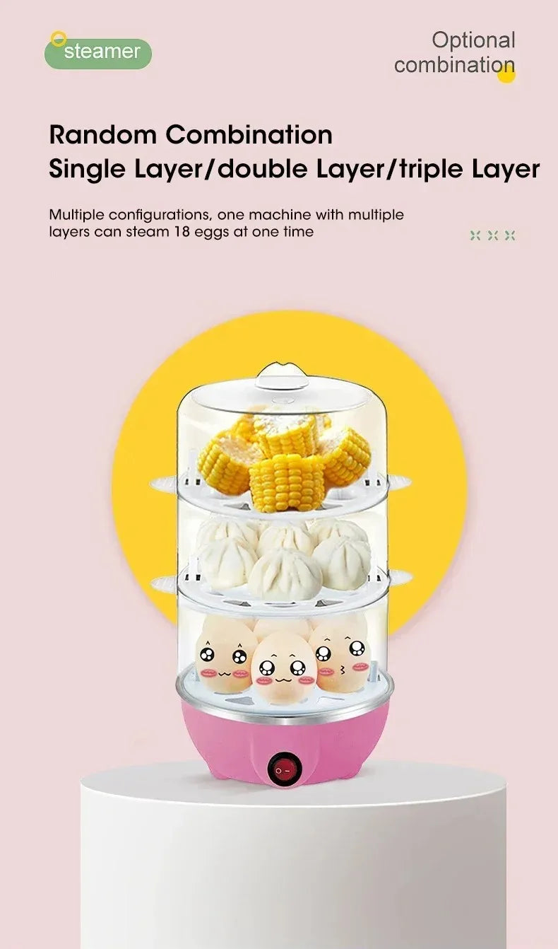 Electric Egg Steamer Cooker 7 Egg Capacity with Auto Power Off Compact Breakfast Machine for Steamed Custard Hard Soft Boiled