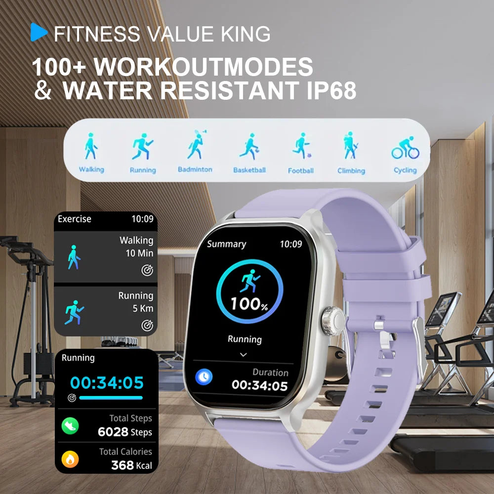 LAXASFIT 2025 New Smart Watch 2.01” Inch HD Screen Bluetooth Talk Pedometer IP68 Waterproof 123 Sport Modes Man Woman Watch Gift