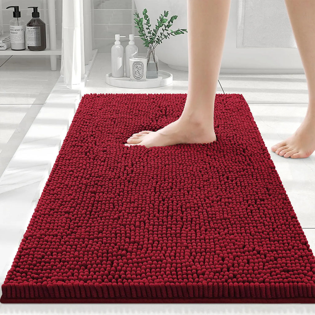 Olanly Chenille Bath Mat Fashion Non-Slips Soft Fluffy Bath Mats For Bathroom Super Absorbent Floor Mats Washable Bathroom Mat