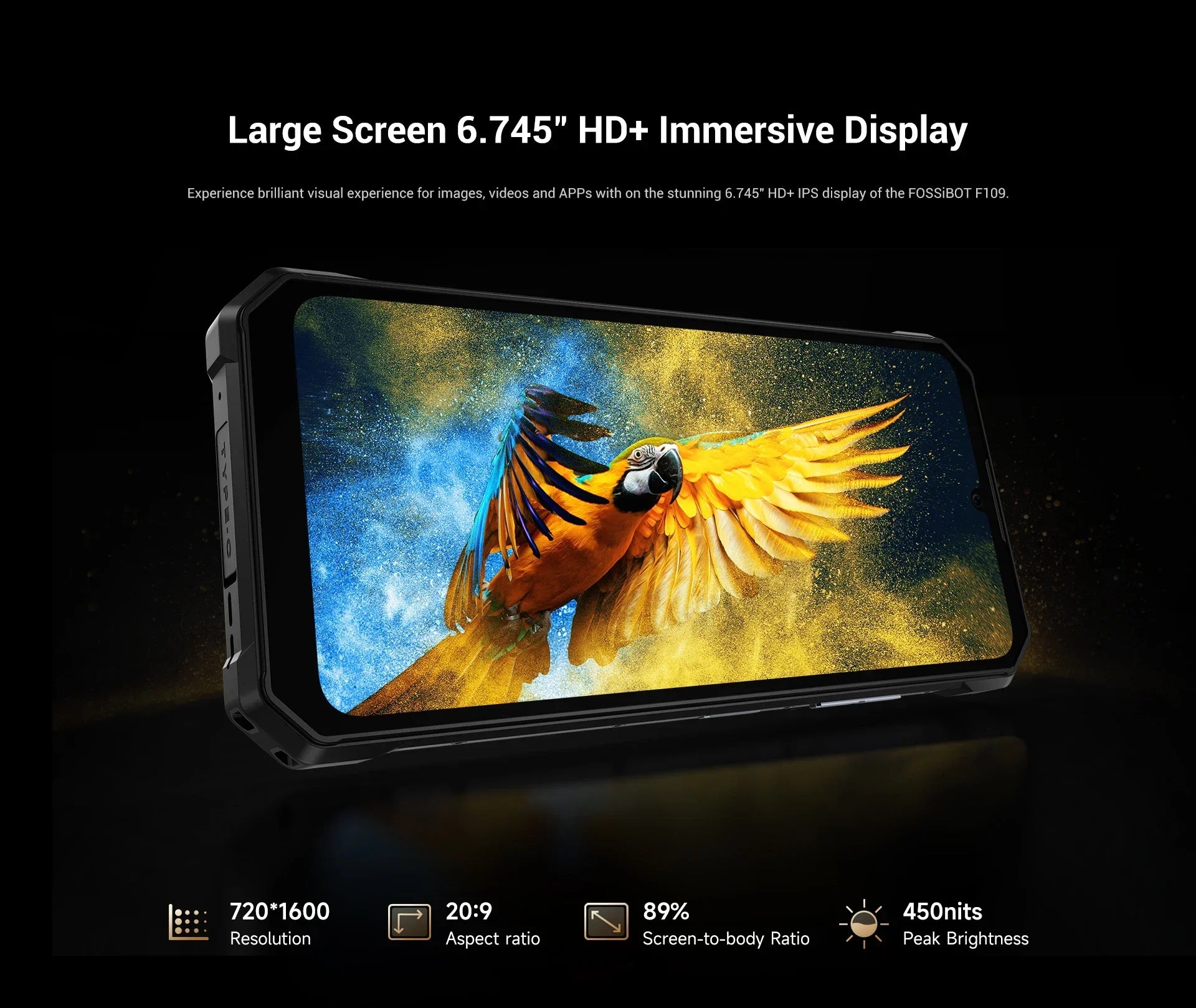 Fossibot F109 Smartphone 8GB 256GB 5G Rugged Phone 10600mAh 6.745" Display 50MP Camra Dual Screen Face Unlock Android 14 NFC