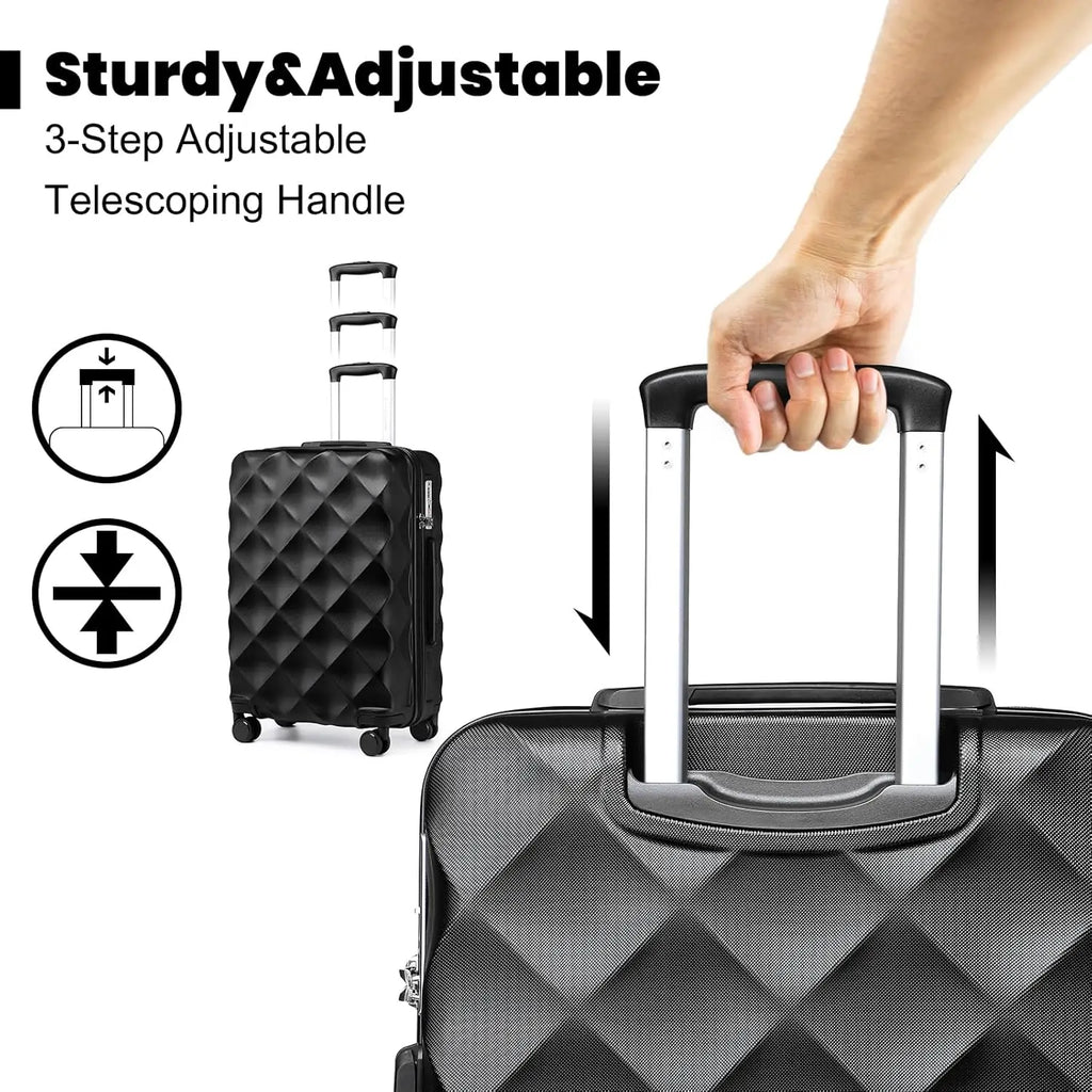 British Traveller 13/20 Inch 2-Piece ABS+PC Hard Shell Luggage Set, Airline Approved Carry-On Suitcases, TSA Lock, Scratch Resistant, Silent Spinner Wheels & Aluminum Telescopic Handle