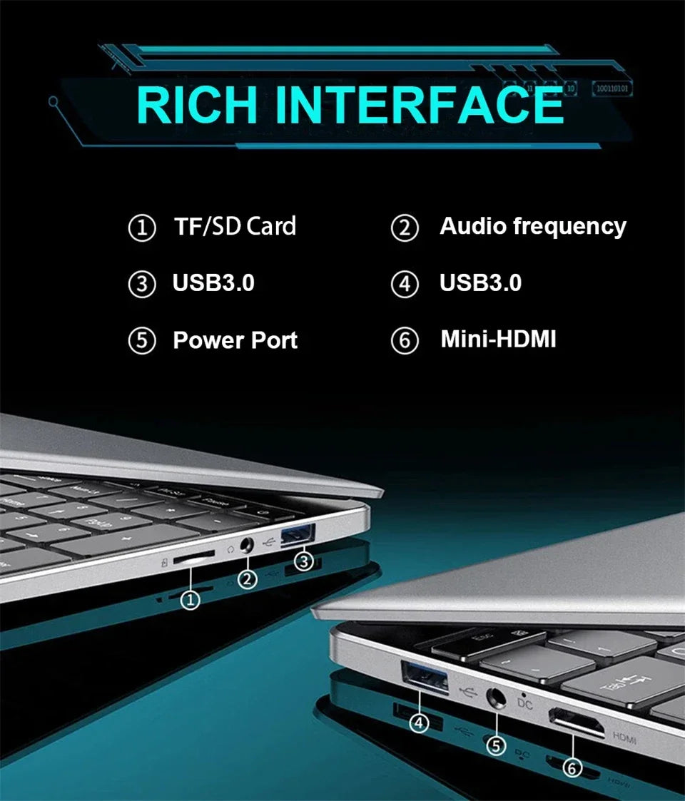 15.6Inch Portable Laptop Intel N95 32GB 2TB Windows11 Office 1080P HD Fingerprint Unlock Laptops Gaming Notebook Computer PC