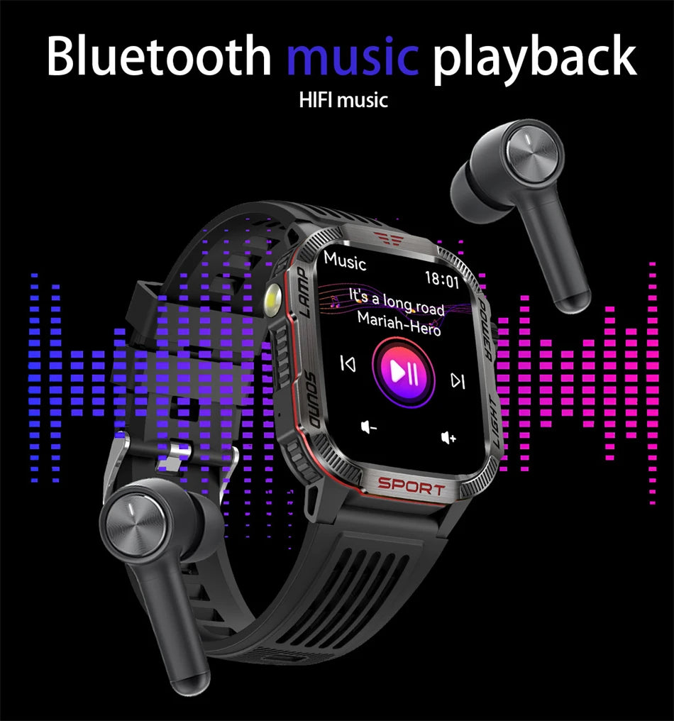 New Military GPS Smart Watch Men Flashlight Compass Waterproof 600mAh Battery Outdoor Sport Tracker Bluetooth Call Smartwatch