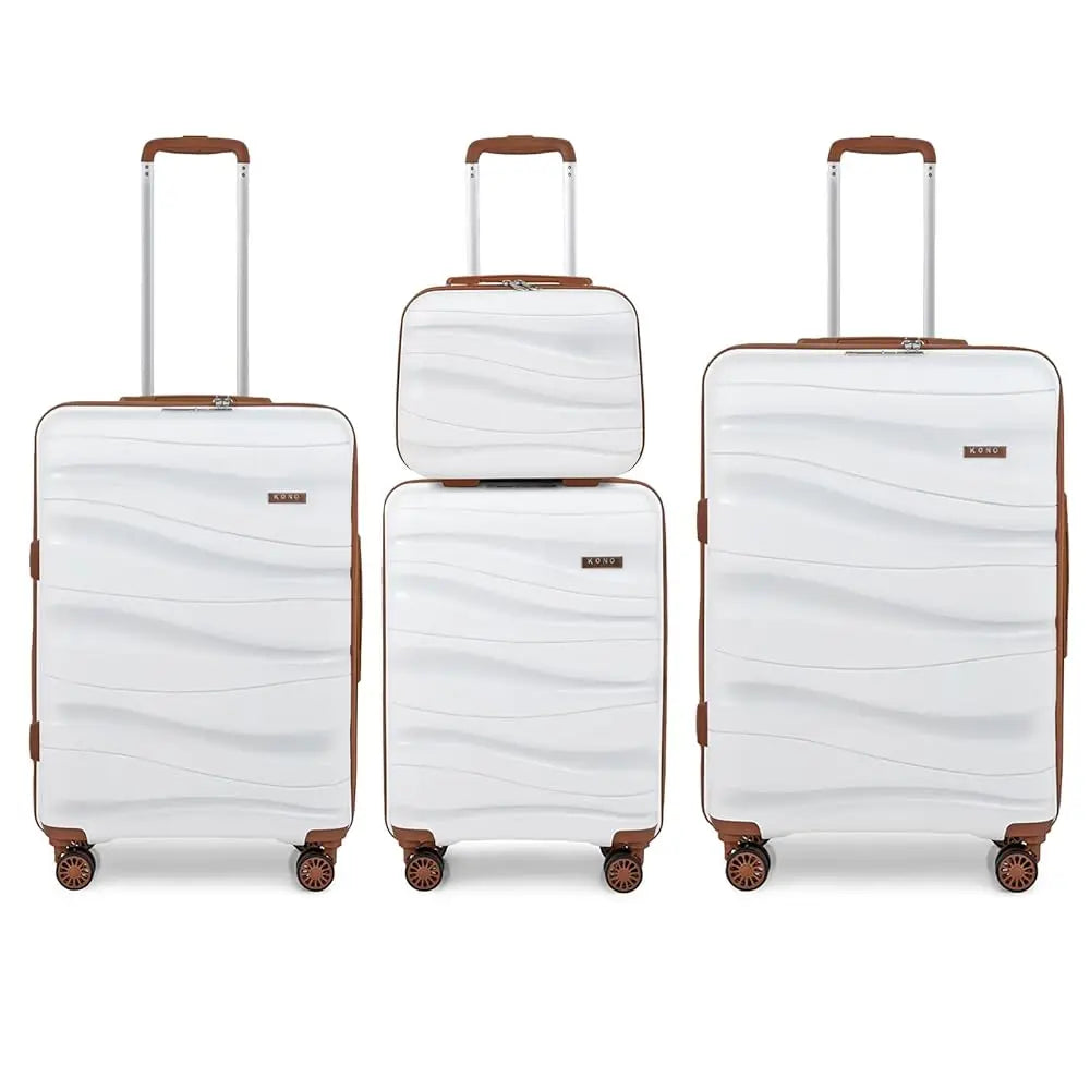 Kono Luggage 4-Piece Lightweight Polypropylene Hard Shell Suitcase Set with TSA Locks & Spinner Wheels - 14"/20"/24"/28"