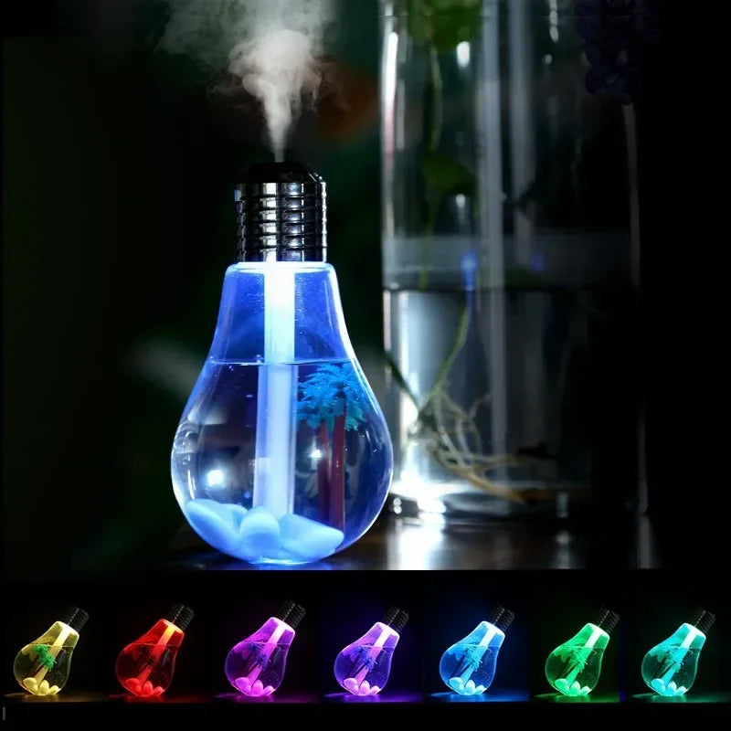 Creative USB Electric Bulb Humidifier Mini Colorful Night Light Micro Landscape Desktop Decoration Diffuser for Bedroom Home