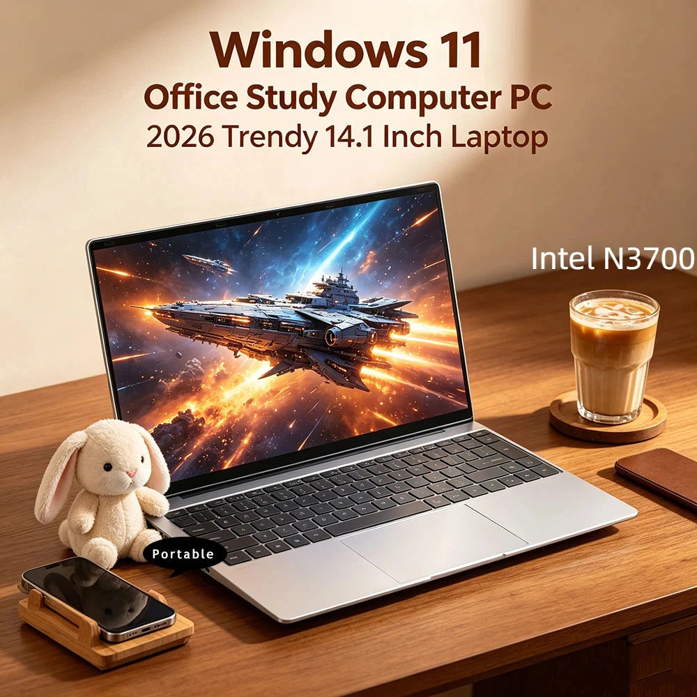 Ultra Slim Laptop 14.1" 16GB RAM 2TB SSD Notebook Windows 11 Pro 1920*1080 Display Office Study Computer PC Intel N3700