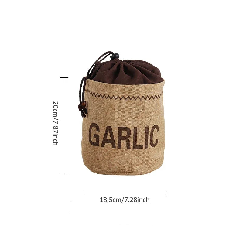 Kitchen Hessian Storage Bag for Garlic,Onions,Potato,Vegetable,Bread,Drawstring Sack,Fabric Burlap Bags Jute Potatoes Organizer