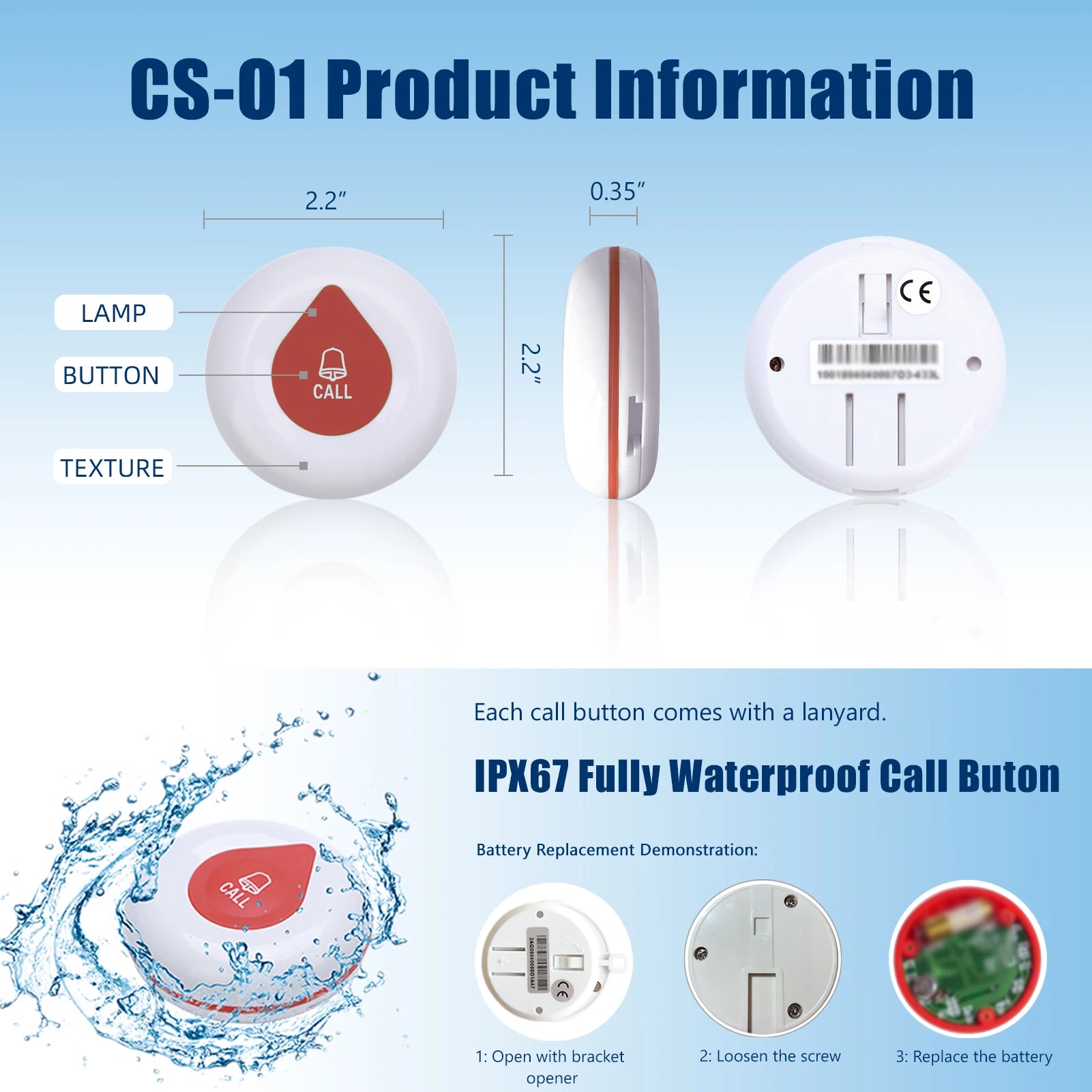 2 Wrist Watch + 10 Calling Buttons Wireless Pager System Caregiver Pager Nurse Alert for Elderly Clinic Nursing Hospital