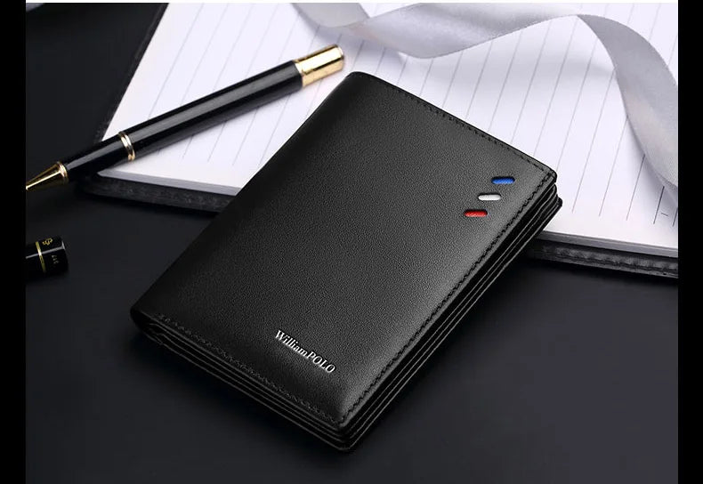Genuine leather men's wallet, fashionable short style card holder, multifunctional coin purse
