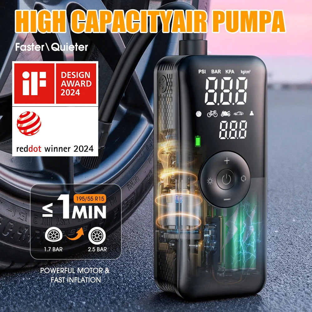 CARSUN Rechargeable Tire Inflator Digital Cordless Car Tyre Inflator For Motocycle Bicycle Balls Portable Compressor Air Pump