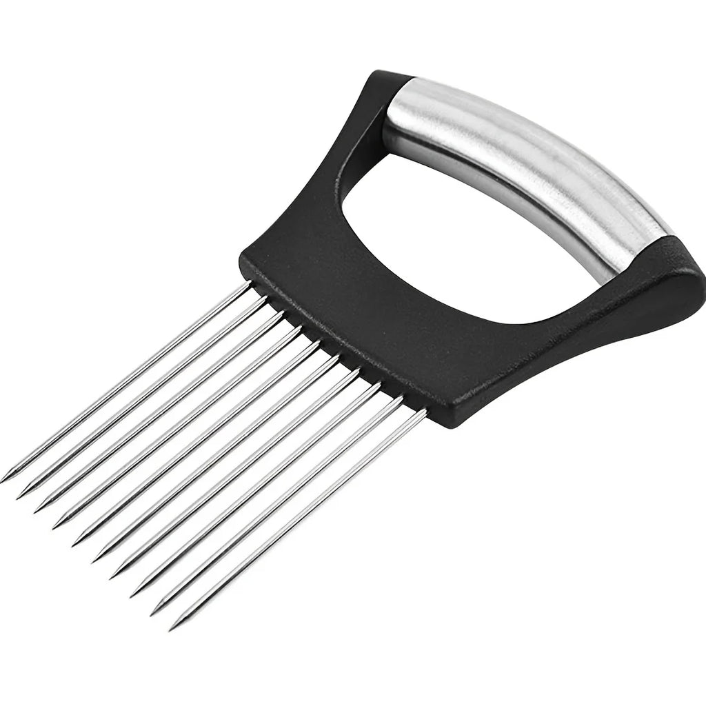 1pc Stainless Steel Onion Slicer Holder, Multipurpose Meat Tenderizers, Vegetable Potato Tomato Lemon Cutting Tool, Full Grip Ha
