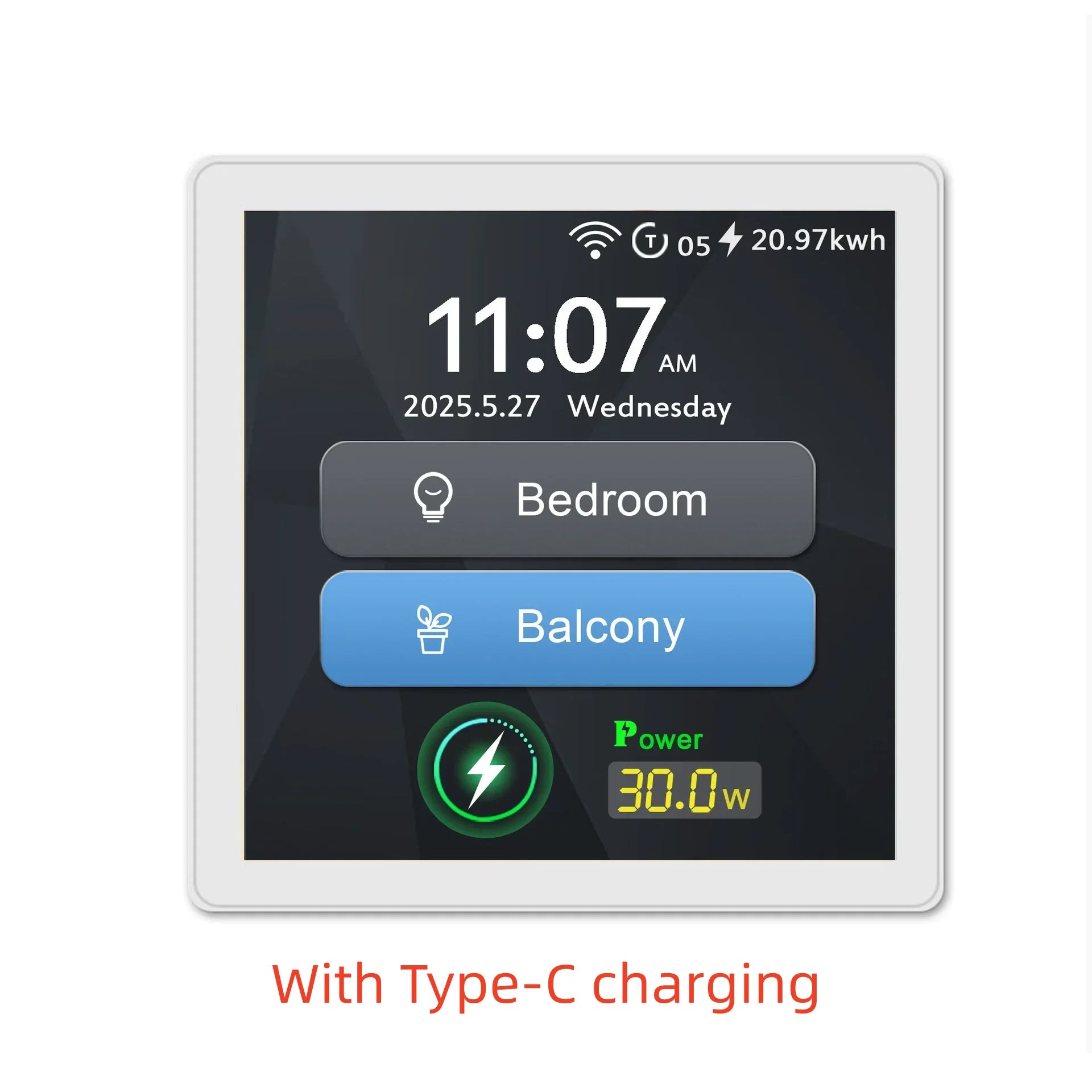 Tuya Smart Home 4-Inch Touch Screen Dual Control Switch 30w Fast Charging Intelligent Control Rechargeable Intelligent Switch