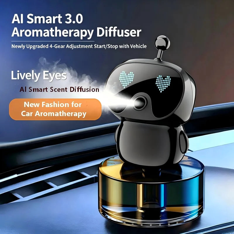 Smart robot aroma diffuser ornament, automatic start and stop, automatic fragrance spraying, suitable for car and home
