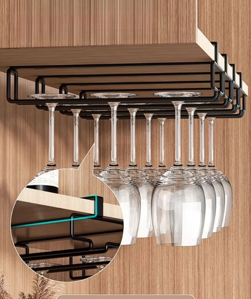Hanging Red Wine Glass Storage Rack, Home High Footed Cup Storage Rack Without Punching Holes, Inverted Drain Rack