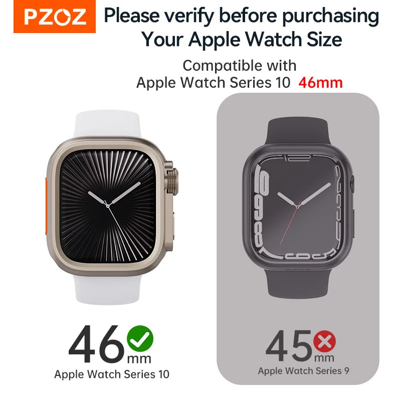PZOZ For iWatch Ultra 2 3 Metal Shell PC Back Cover For Apple Watch Case Series 11 10 9 8 7 se 6 45mm 44mm Change to Ultra 49mm