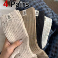 4 Pairs Women Cartoon Print Mid Tube Socks Fashionable Spring Summer Sweat Absorbing Breathable Soft Comfortable Casual Socks