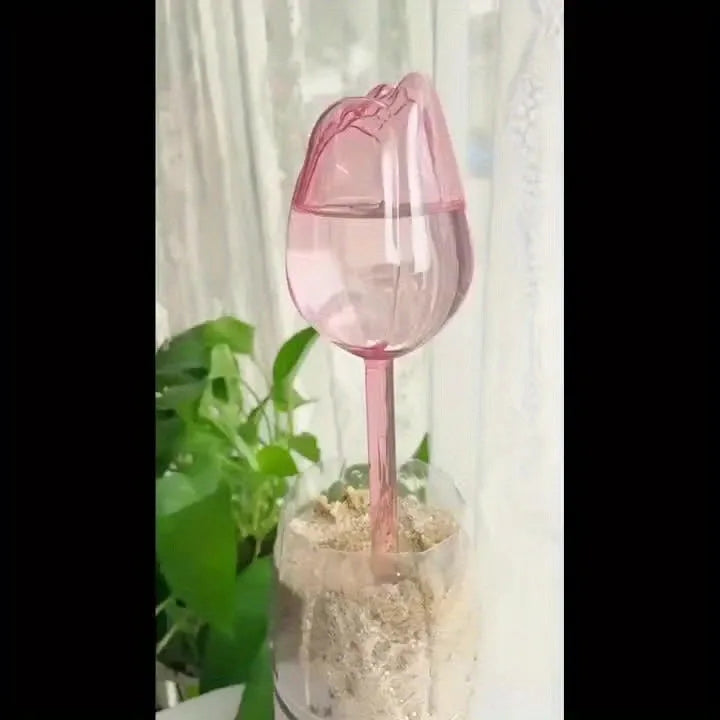 Pink tulip plant watering balls, suitable for indoor and outdoor plants, automatic plant drippers, and automatic watering