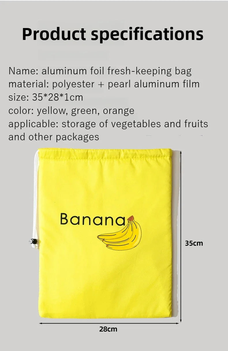 ‌"Insulated Fresh-Keeper Bag - Reusable Storage Organizer for Bananas, Lettuce & Vegetables (Drawstring Closure)"