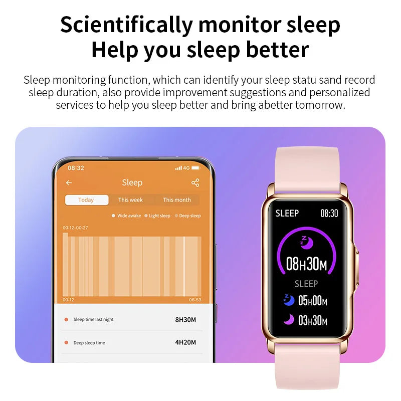Smart Bracelet Women Smartwatch Men Heart Rate Blood Oxygen Waterproof Sport Fitness Smart Band Watch Call Reminder Ladies+Gift