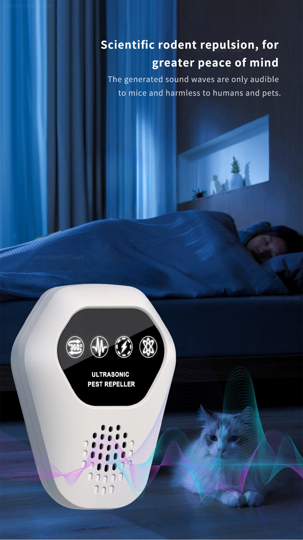 Ultrasonic Mosquito Repeller Rat Repeller Intelligent High-power Warehous Kitchen Variable Frequency Cockroach Pest Repeller New