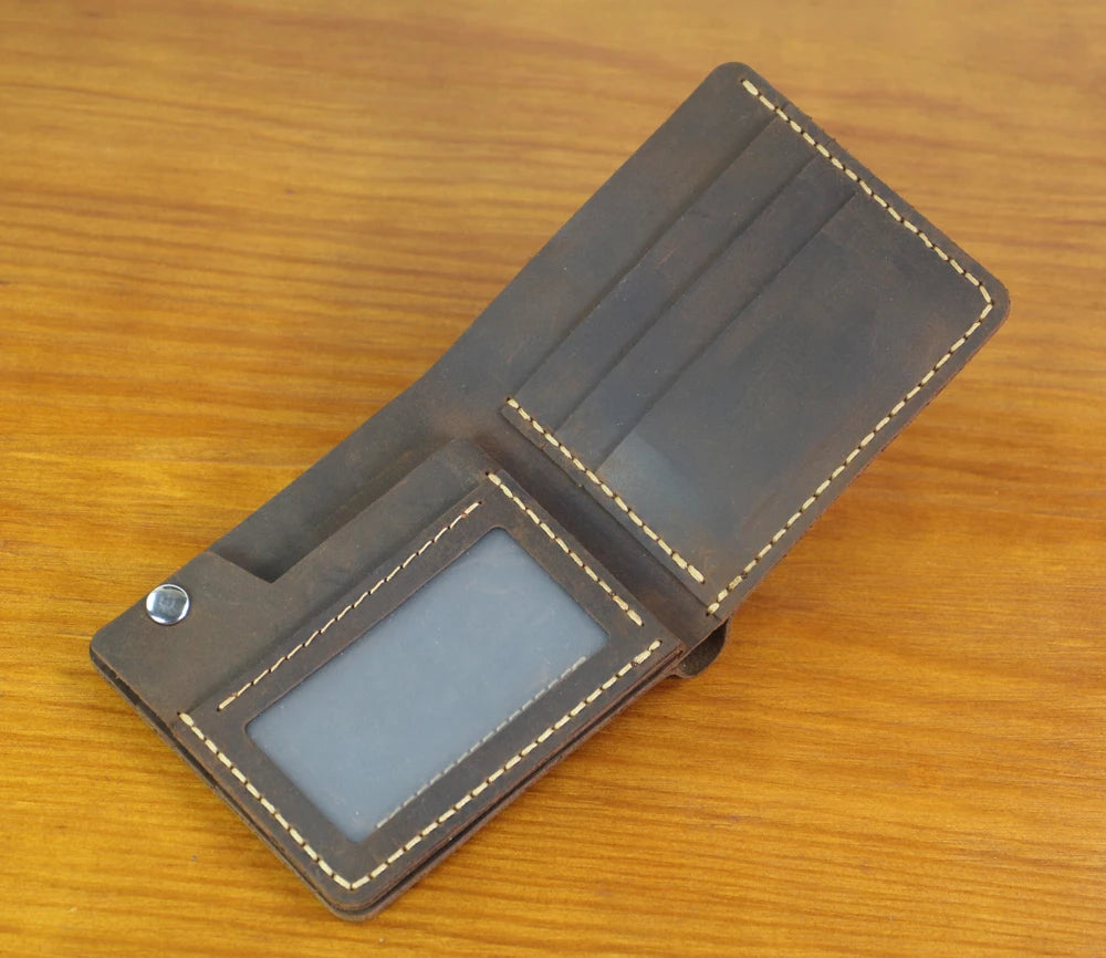Luxury Handmade 100% Genuine Leather Men Wallet Purse Short Money Clip with Coin Pocket Male Money Bag Multi-Card Wallet Vintage