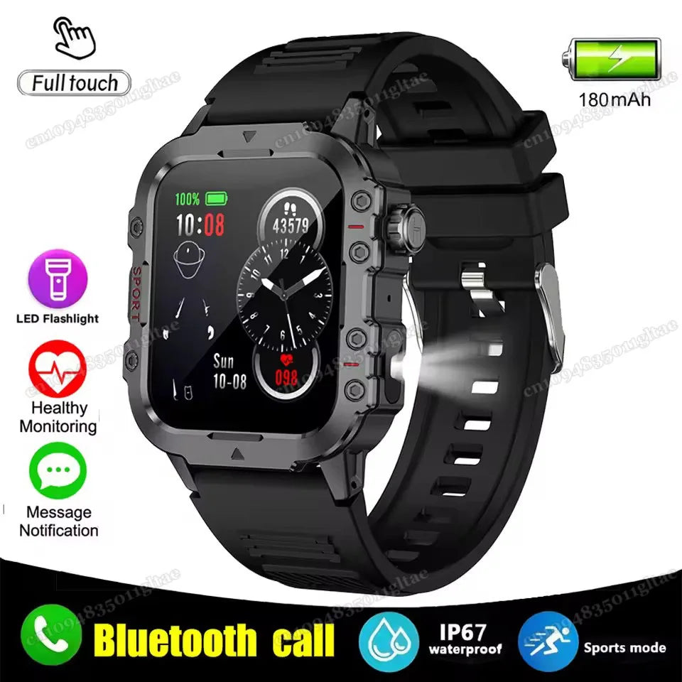 2026 New Military Smart Watch Men IP68 5ATM Outdoor Sports Fitness Tracker Health Monitoring 1.81Inch Bluetooth Calls Smartwatch