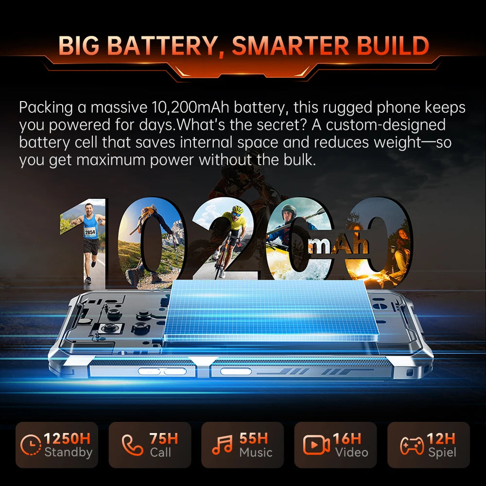 Cubot Rugged Smartphone Android 15 King Kong ES 3, 10200mAh Battery, Up to 16GB+256GB, 6.745" Screen, 120Hz,48MP Camera, NFC,GPS