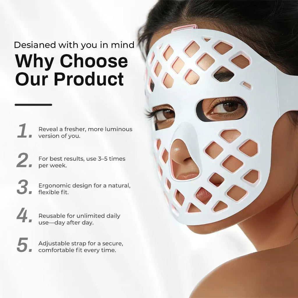 5D LED Face Mask Portable 8 Colors Red Light Near Infrared Therapy for Anti-Aging Skin Rejuvenation Home Use LED Light Therapy