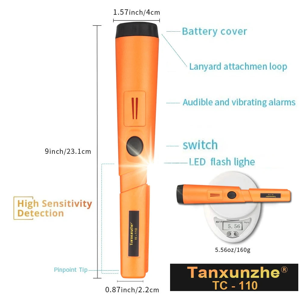 TC-110 Handheld Metal Detector IP68 Waterproof Metal Pinpointing Positioning Rod With Anti-scratch Protection Cover