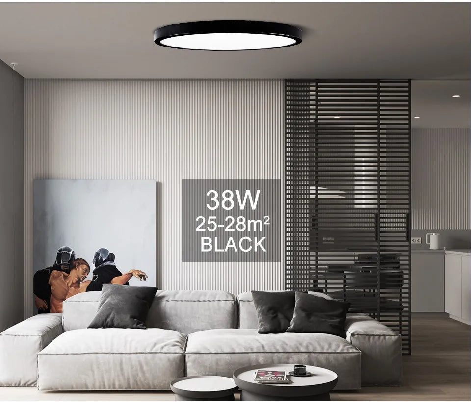 0.9 Inch Ultra-thin Smart LED Ceiling Light Pendant 24W 28W 38W 48W AC85V-265V Indoor Home Decorative Fixtures Remote Control