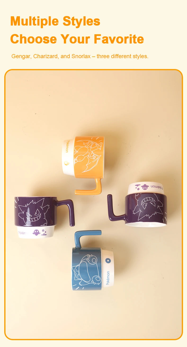 SHUNXIANG Pokémon Licensed Cartoon Ceramic Mugs Stackable Coffee Milk Tea Cups Cute Pattern Children Milk Cup Gift