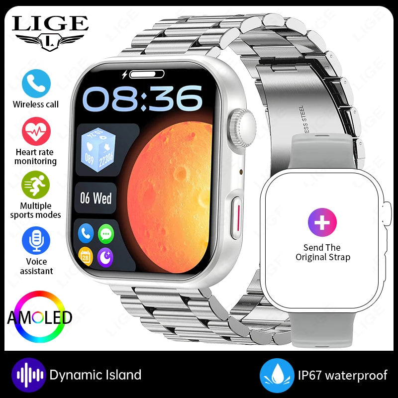 LIGE 1.83" HD Screen Smart Watch For Man Women Bluetooth Call Sports Fitness Heart Rate Blood Oxygen Monitor Men Smartwatch 2026