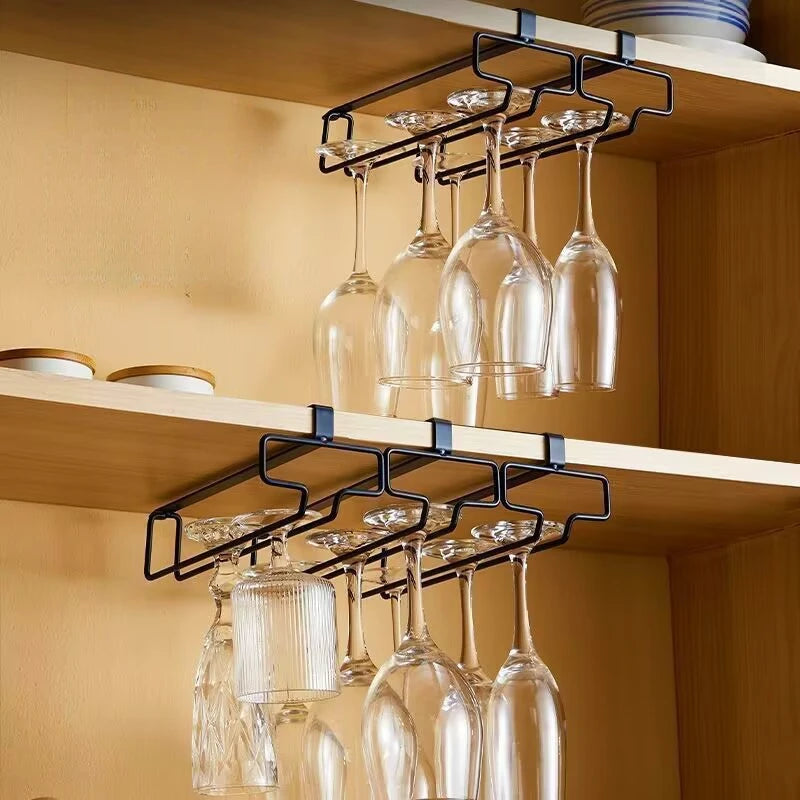 Hanging Red Wine Glass Storage Rack, Home High Footed Cup Storage Rack Without Punching Holes, Inverted Drain Rack