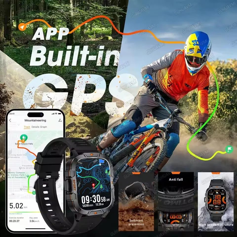 2025 For Xiaomi Original Built-in Dual-band GPS Men Smartwatch BT Call Fitness Military 5ATM IP68 Military Sport Smart Bracelet