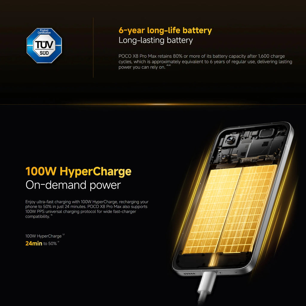 POCO X8 Pro Max 5G 12+256GB Global Version 6.83" 1.5K 120Hz display MediaTek Dimensity 9500s 50MP 8500mAh 100W HyperCharge NFC