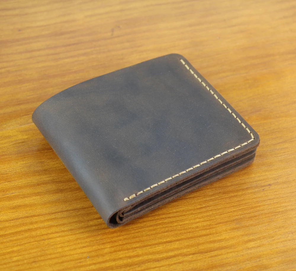 Luxury Handmade 100% Genuine Leather Men Wallet Purse Short Money Clip with Coin Pocket Male Money Bag Multi-Card Wallet Vintage