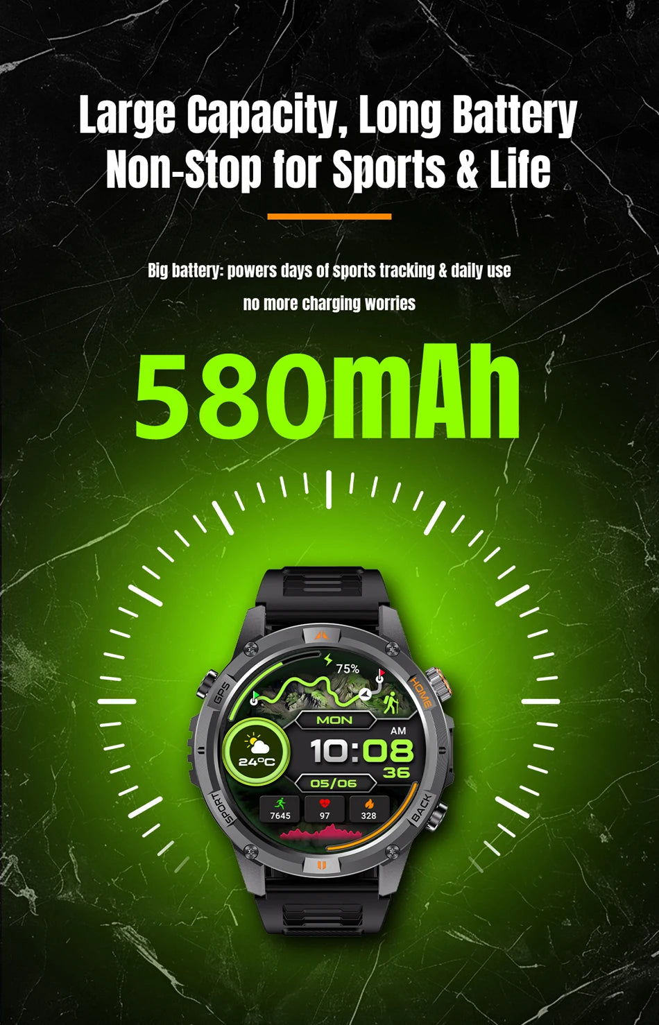 2025 New Professional GPS Sports Smart Watch Outdoor RIDE Run GPS track Swim Watchs Compass 3ATM Sports Bluetooth Call Watch Men
