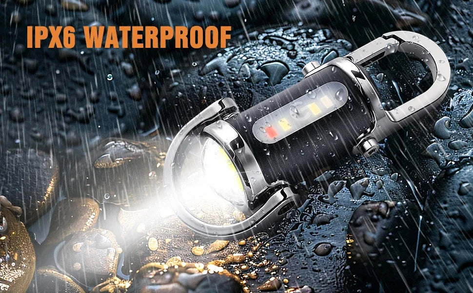 Mini Keychain Flashlight Rechargeable Pocket COB Working Light Outdoor Hook Emergency Warning Light for Camping Walking Hiking