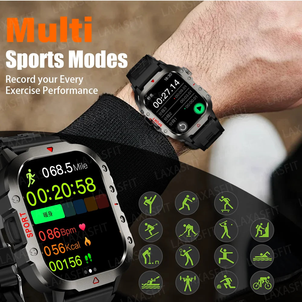 G.L Wear New Military Smart Watch Men Outdoor Sports Fitness Tracker Health Monitor 2.19 inch Bluetooth Talk Smart Watch