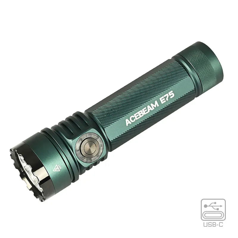 ACEBEAM E75 Quad-Core LED Flashlight USB C Rechargeable Torch With 21700 Battery 4500LM 260M Flashlights Powerful Defense Strobe